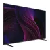 Three-quarter front-angle view of the Haier 43S85GUX 43 4K QLED Google TV displaying a vibrant screen graphic