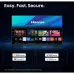 Front view of Hisense 43A4S 43 inch Smart TV interface showing streaming apps like Netflix, Prime Video, and YouTube.