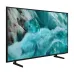 Samsung 55Q7F QLED 4K Smart TV with vivid icy blue display and slim dual-leg stand, angled front view.