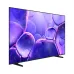 Angled view of the slim Samsung 85U8500F 85-inch 4K TV displaying a vibrant purple abstract wallpaper.