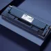 Close-up of Deli T108 Toner cartridge on dark surface showing ISO/IEC 19752 standard and installation diagram.