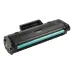 Angled view of the black HP 110A LaserJet toner cartridge with the light blue imaging drum visible.