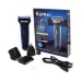 Front view of Kemei KM-6330 Trimmer grooming kit with clipper, nose trimmer, comb guides, oil, brush, and packaging box.