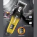Angled view of Kemei KM-709A Hair Trimmer highlighting rechargeable design, adjustable blade, and charging indicator.