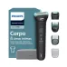 Philips BG7470/15 Series 7000 body groomer set displayed next to its retail box packaging, travel pouch, and trimming attachments.