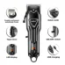 Black VGR V-051 Hair Clipper front view highlighting stainless steel blades, taper lever, LED display, and USB charging.