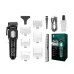 VGR V-600 Hair Clipper full set with transparent black trimmer, attachment combs, accessories, and product box.