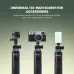Fantech selfie stick with universal 1/4 inch screw mount holding action cam, mirrorless camera, and LED light