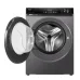 Open door view of Haier 12 KG Front Load Washing Machine showing stainless steel drum interior with perforations.