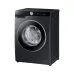 Angled front shot of Samsung WW90DG6G94LBU4 Washing Machine with black finish and visible drum through transparent door.