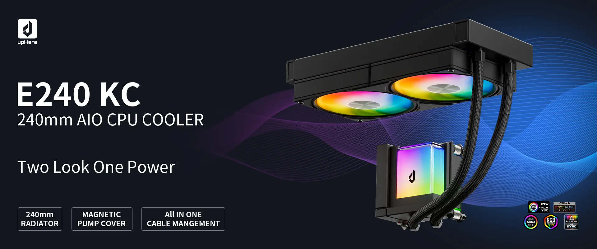 upHere E240KC ARGB 240mm AIO Liquid CPU Cooler