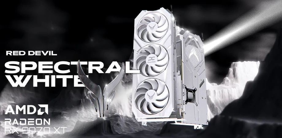 PowerColor Red Devil Spectral White AMD Radeon RX 9070 XT 16GB GDDR6 Graphics Card